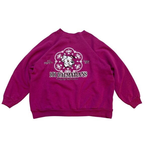90s Disney 101 Dalmatians Magenta Crewneck Sweatshirt XL USA - Picture 1 of 7